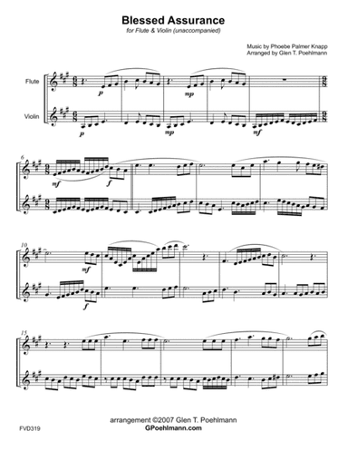 BLESSED ASSURANCE - FLUTE & VIOLIN DUET (unaccompanied) (arr. Glen Poehlmann)