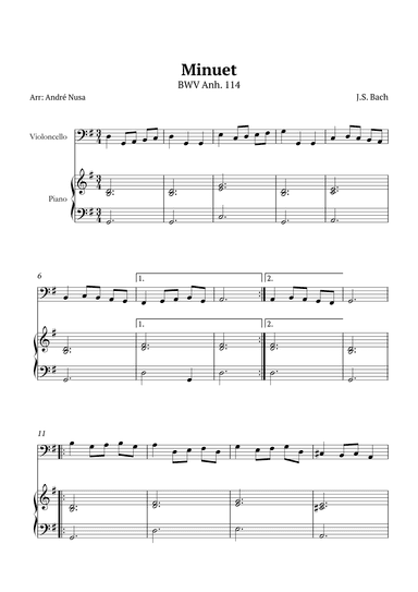 Minuet in G BWV Anh. 114 (arr. André Nusa)