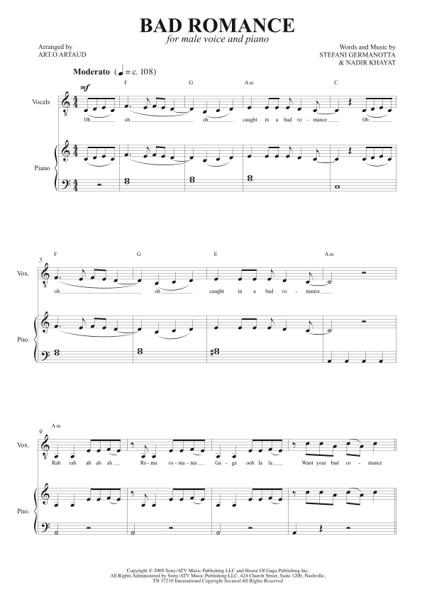 Bad Romance (arr. Art.o Artaud)