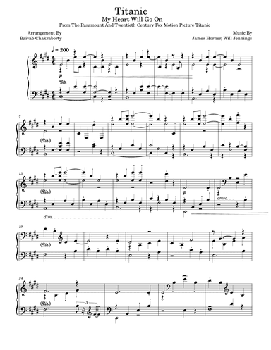 My Heart Will Go On (love Theme From 'titanic') (arr. Baivab Chakraborty)