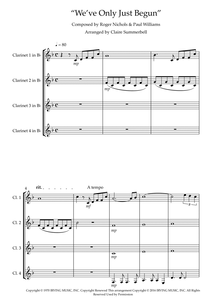 We've Only Just Begun (arr. Claire Summerbell)