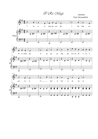 I Re Magi. Voce e piano (arr. Ester Alessandrini)