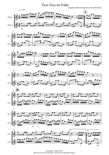 Tico Tico for Flute Duet (arr. David Burndrett)