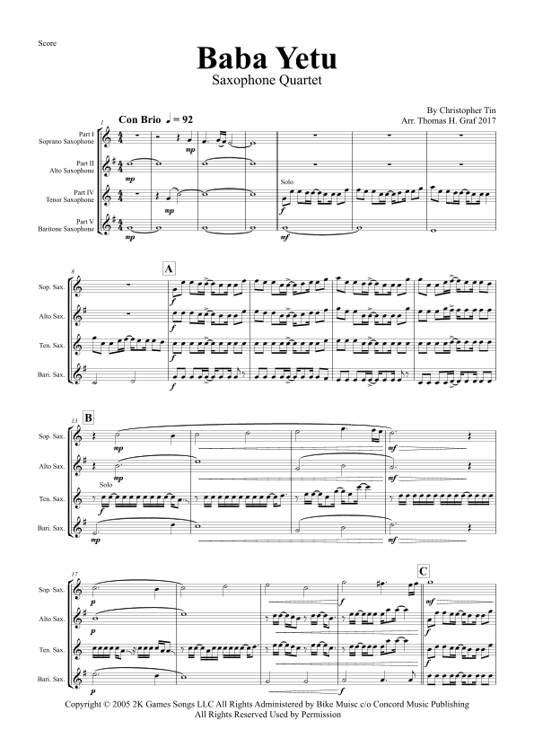 Baba Yetu (arr. Thomas Graf)