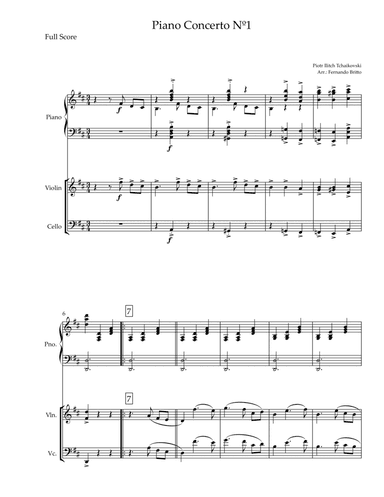 Piano Concerto Nº 1 - 1st Mov. Theme (P. Tchaikovsky) for Piano Trio (D Major) (arr. Fernando Britto)