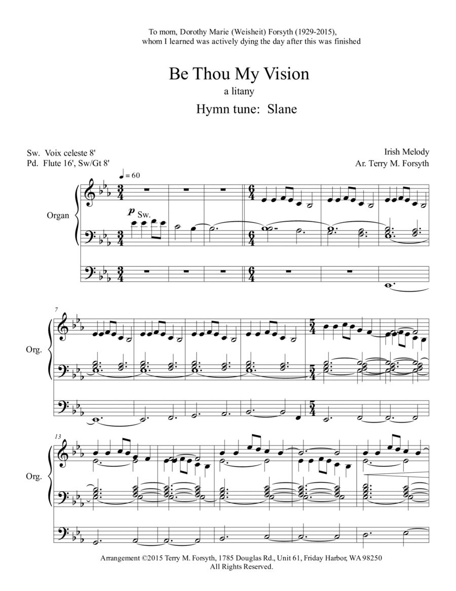 "Be Thou My Vision", organ solo, litany (arr. Terry M. Forsyth)
