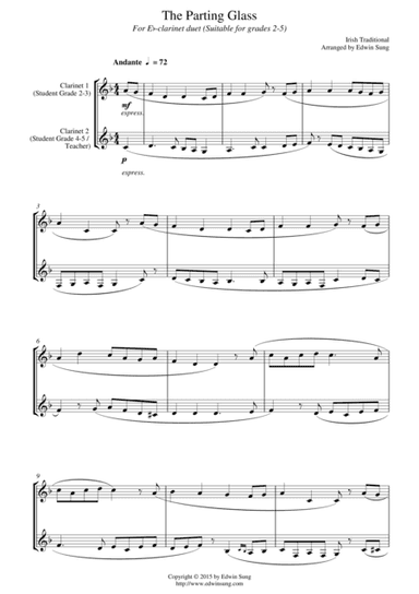 The Parting Glass (for Eb-clarinet duet, suitable for grades 2-5) (arr. Edwin Sung)