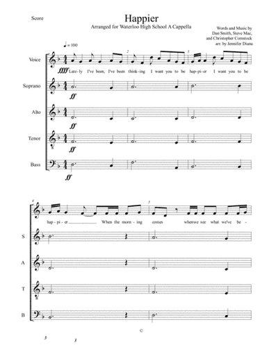Happier (arr. Jennifer Diana)