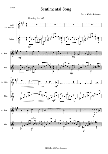 Sentimental Song for alto saxophone and guitar