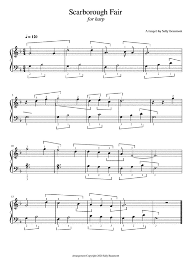 Scarborough Fair - Easy harp (arr. Sally Beaumont)