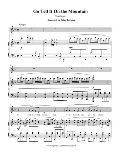 Go Tell It on the Mountain Piano Solo or Piano and Medium Voice (arr. Brian Lockard)