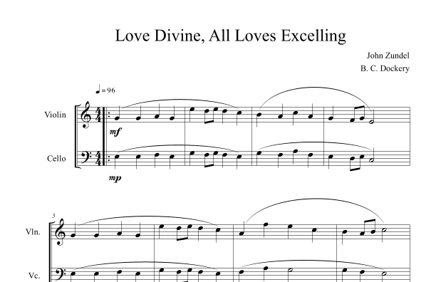 Love Divine, All Loves Excelling (Violin and Cello Duet) (arr. B. C. Dockery)