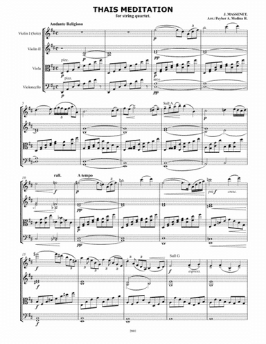 Thais Meditation, for string quartet (arr. Peyber A. Medina H.)