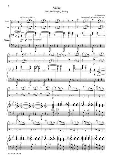 Tchaikowsky  Waltz from The Sleeping Beauty, for piano trio, PT001 (arr. A. Schaefer)