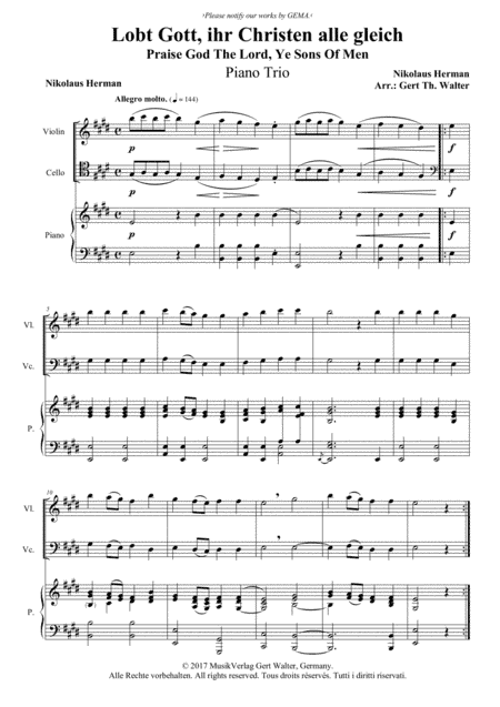 Praise God The Lord, Ye Sons Of Men (arr. Gert Th. Walter)