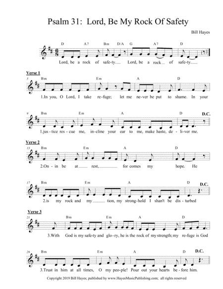 Psalm 31:  Lord, Be My Rock Of Safety
