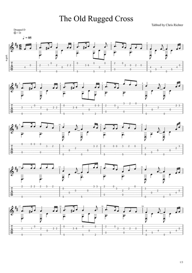 The Old Rugged Cross (Solo Fingerstyle Guitar Tab) (arr. Chris Richter)