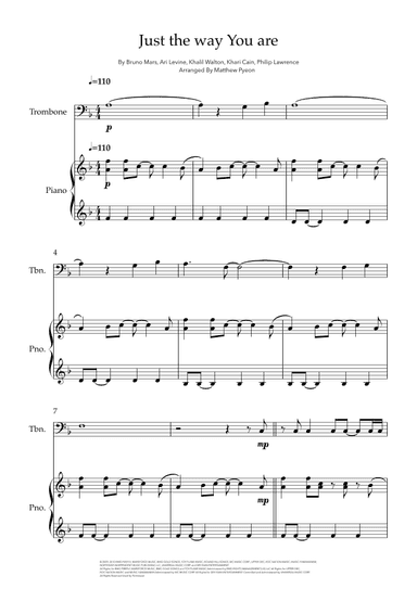 Just The Way You Are (arr. Matthew pyeon)