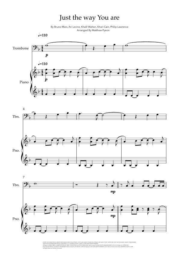 Just The Way You Are (arr. Matthew pyeon)
