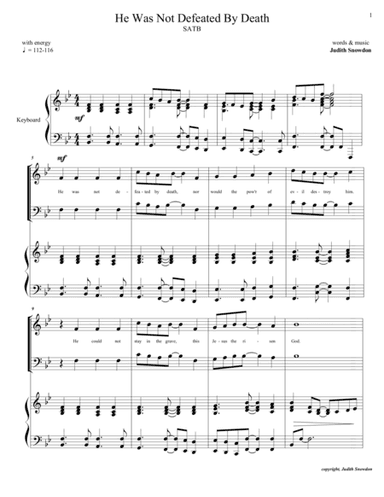 He Was Not Defeated By Death, SATB