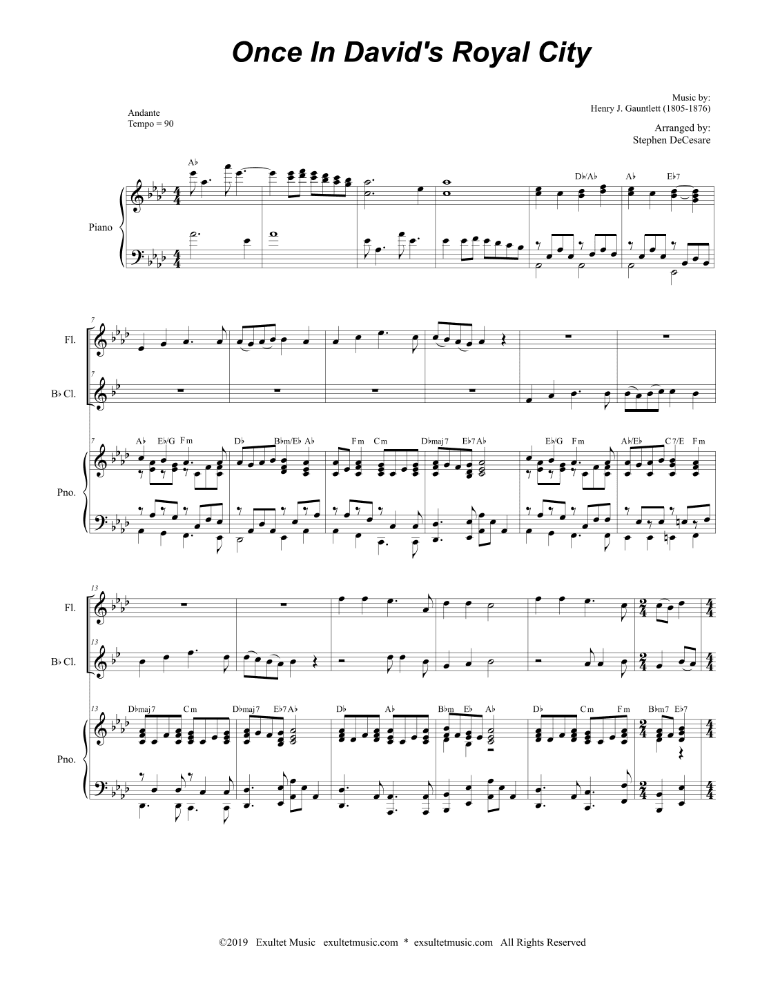 Once In Royal David's City (Duet for Flute and Bb-Clarinet) (arr. Stephen DeCesare)