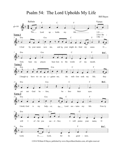 Psalm 54:  The Lord Upholds My Life