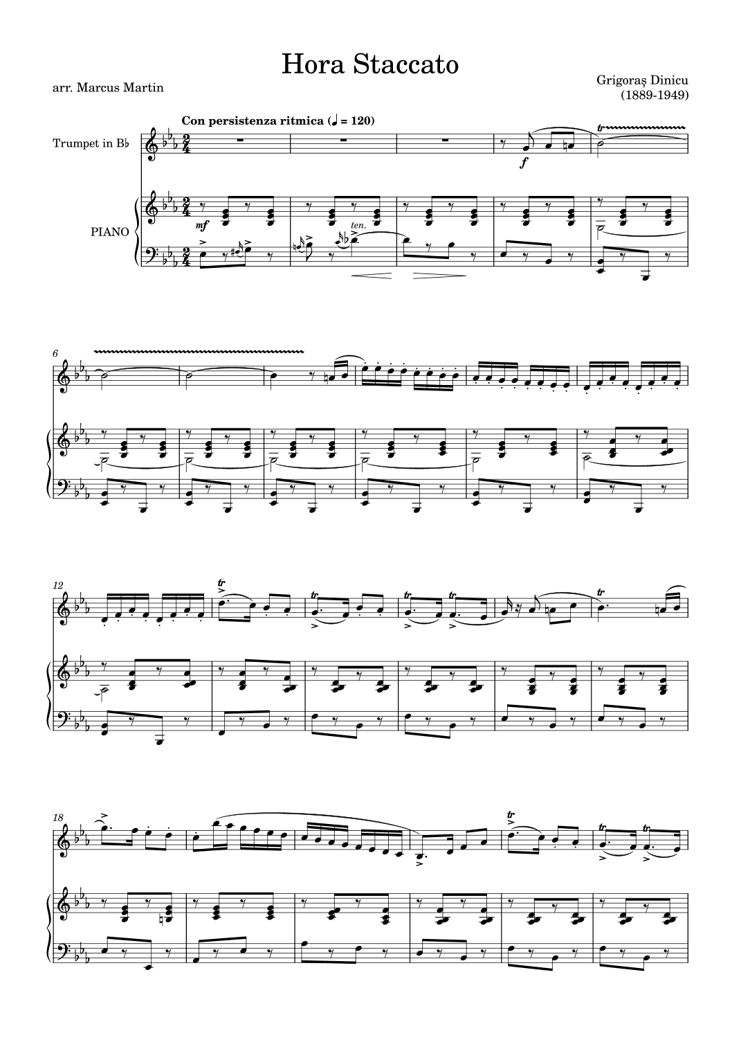 Hora Staccato arranged for Trumpet and Piano (arr. Marcus Martin)