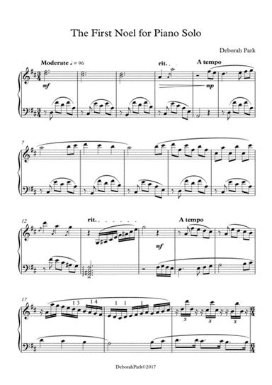 The First Noel for Piano Solo (arr. Deborah Park)