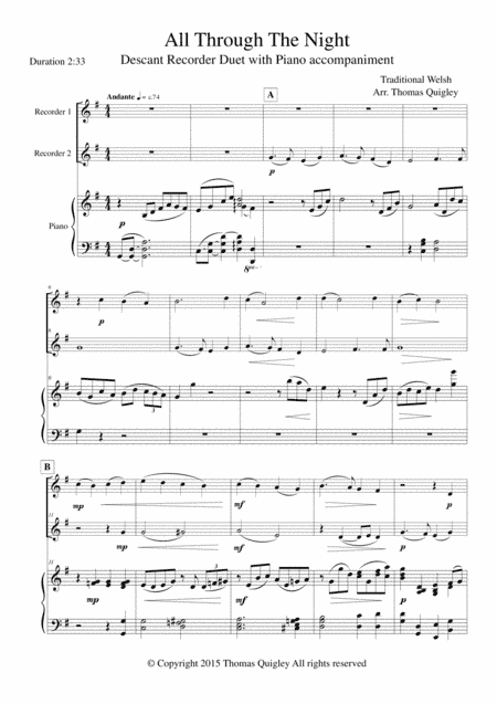 All through the Night (arr. Thomas Quigley)