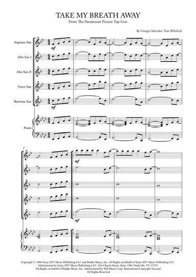 Take My Breath Away (love Theme) (arr. Karen Gueiros)