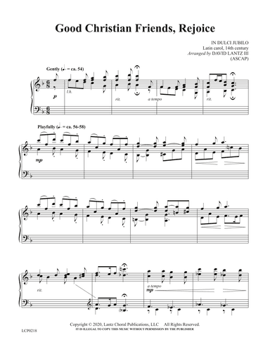 Good Christian Friends, Rejoice (arr. David Lantz III)
