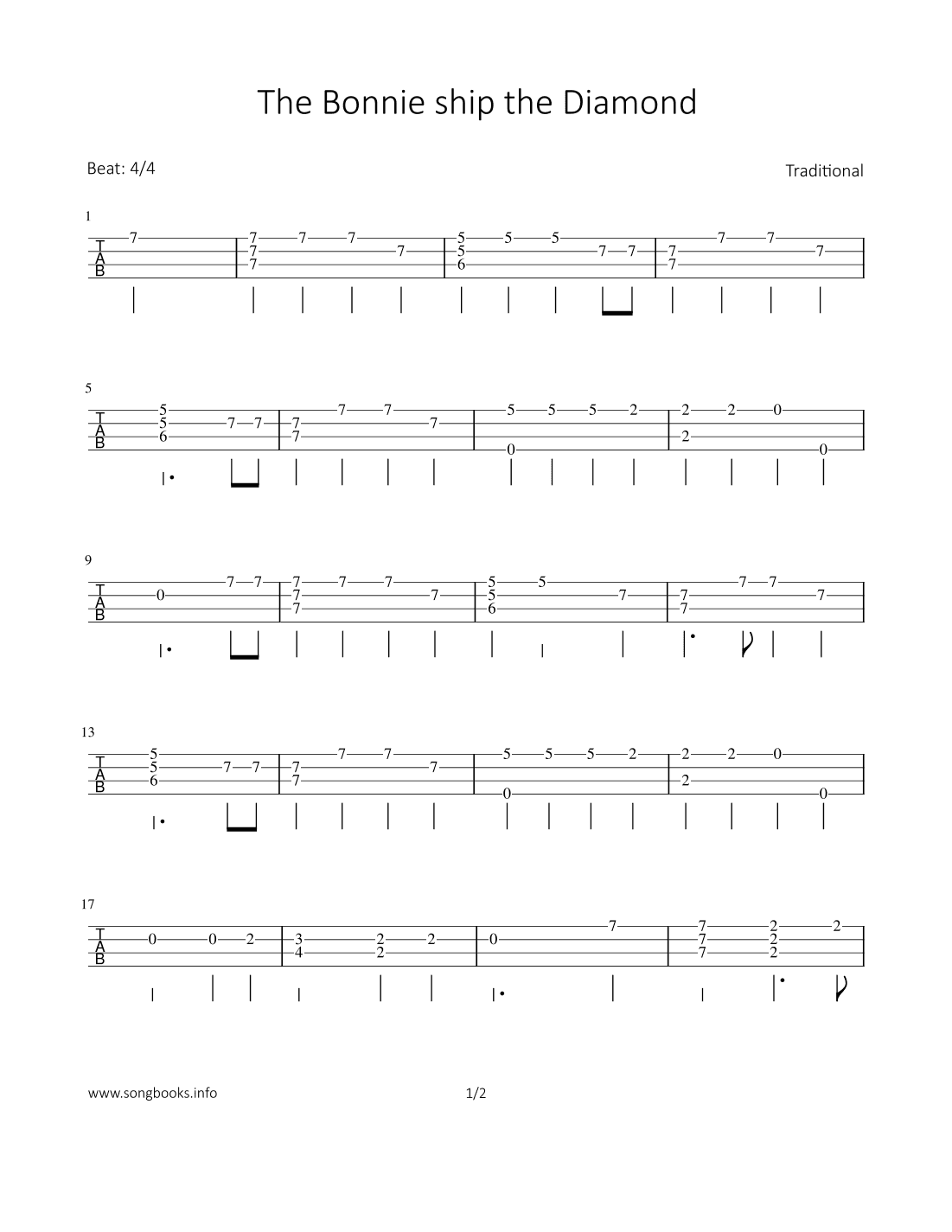 The Bonnie ship the Diamond (arr. Bettina Schipp)