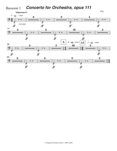 Concerto for Orchestra, opus 111 (2005) Bassoon part 1
