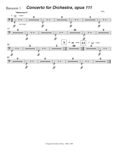 Concerto for Orchestra, opus 111 (2005) Bassoon part 1