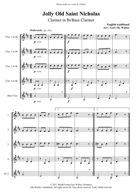 Jolly Old Saint Nicholas (arr. Gert Th. Walter)