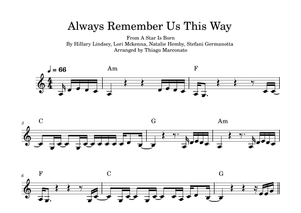 Always Remember Us This Way (arr. Thiago Marconato)