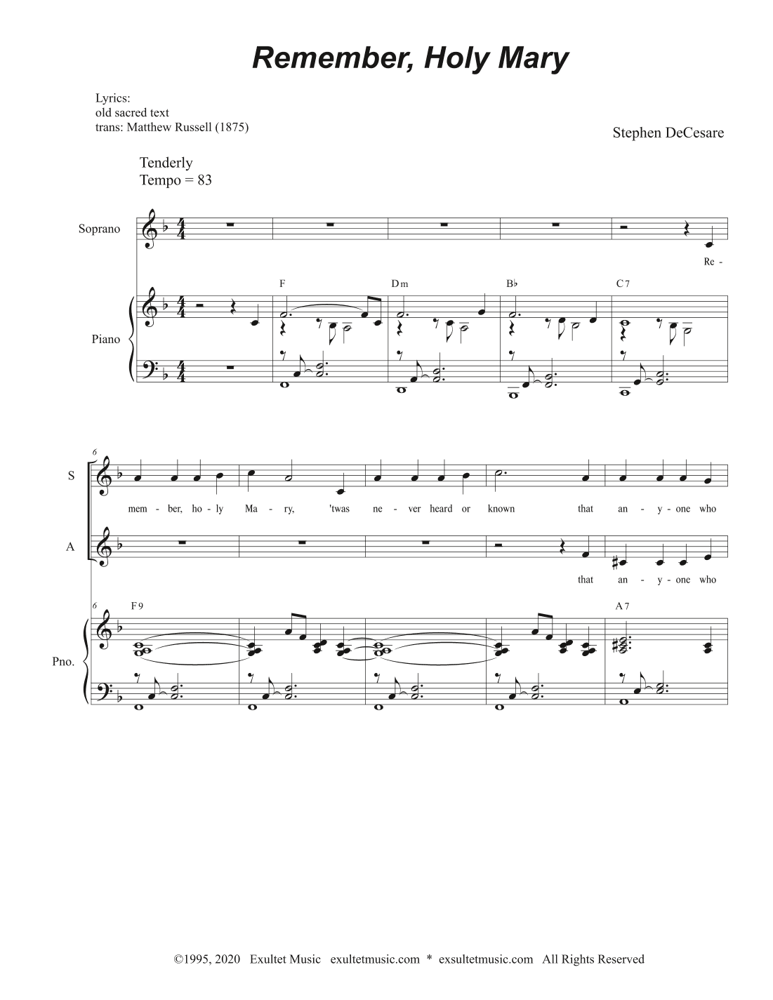 Remember, Holy Mary (Vocal Trio - (SAB)