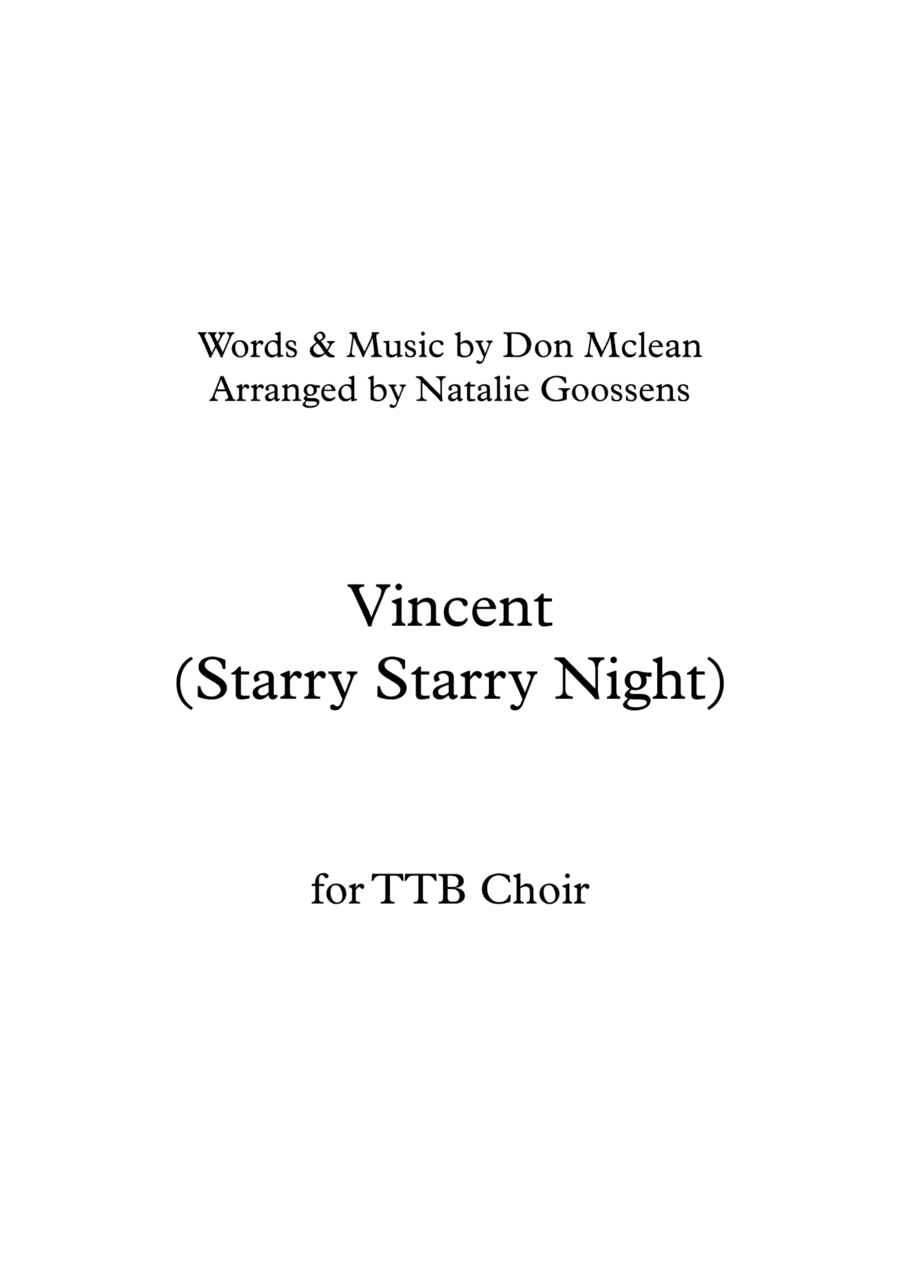 Vincent (starry Starry Night) (arr. Natalie Goossens)