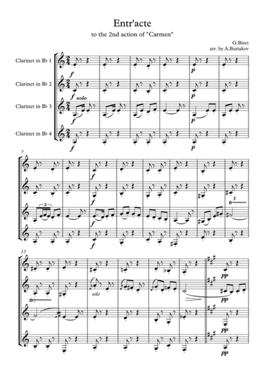 Entr'acte to the 2nd action of the "Carmen" (quartet of clarinets) (arr. A.Buriakov)