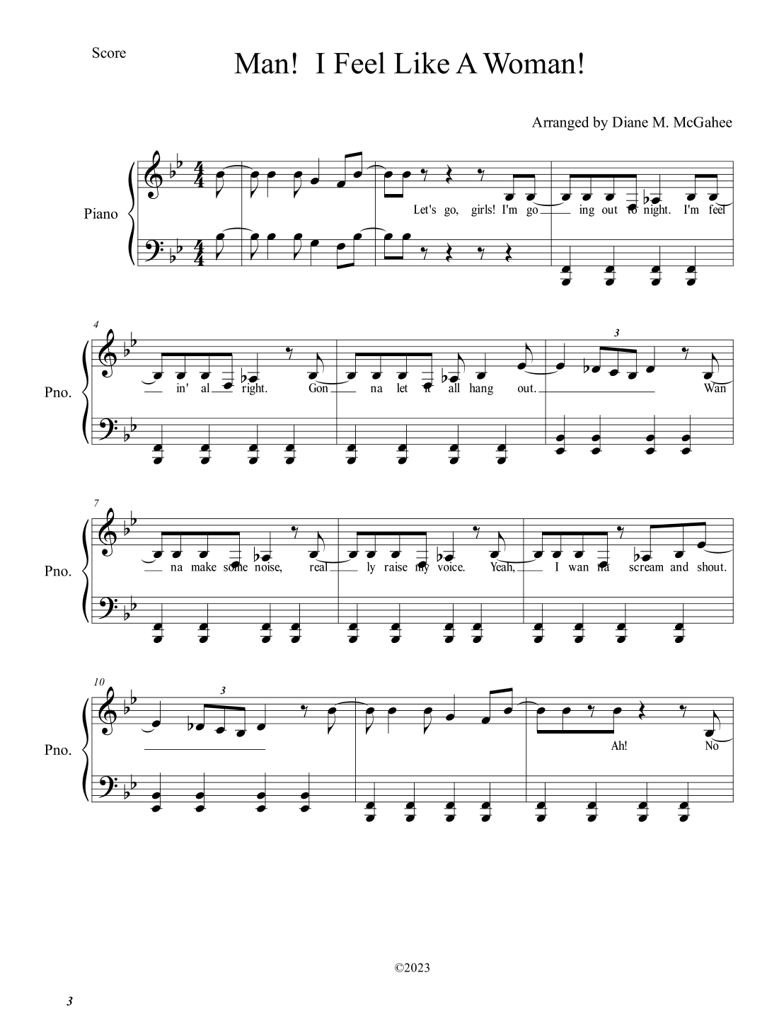 Man! I Feel Like A Woman! (arr. Arranged by Diane M. McGahee)