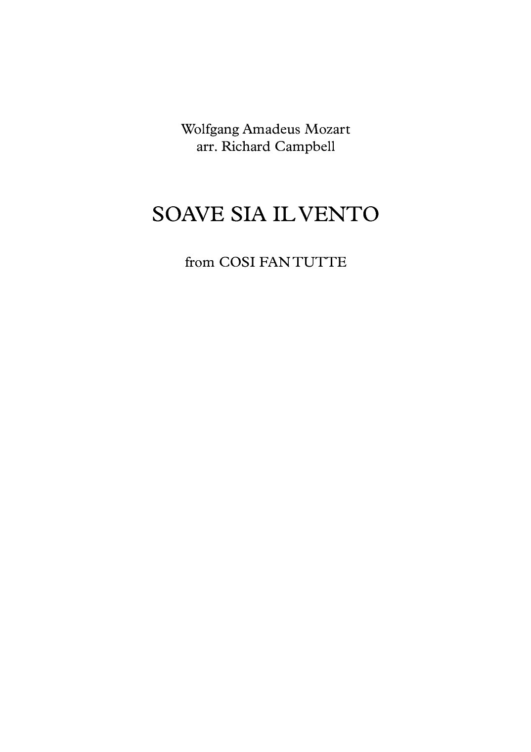 Soave Sia il Vento (from COSSI FAN TUTTI) (arr. Richard Campbell)
