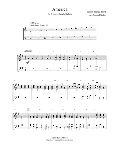 America (My Country, 'Tis of Thee) - for 3-octave handbell choir (arr. Samuel Stokes)