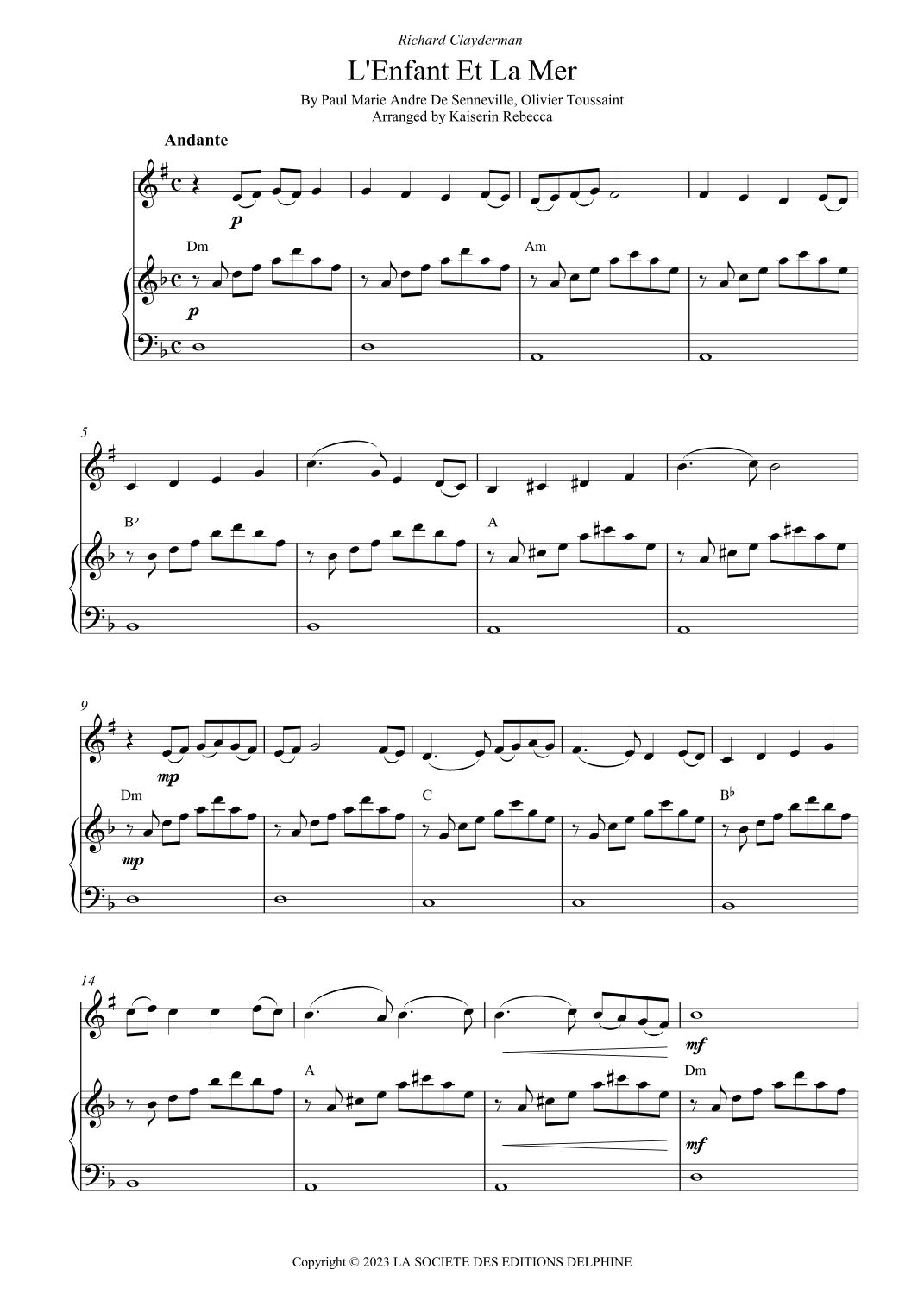 L'enfant Et La Mer (arr. Kaiserin Rebecca)