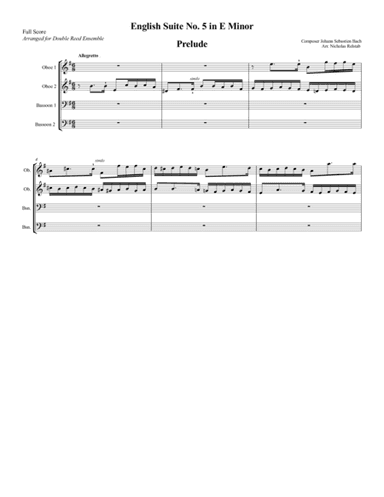 English Suite No. 5 in E Minor Prelude (arr. Nicholas James Relstab)