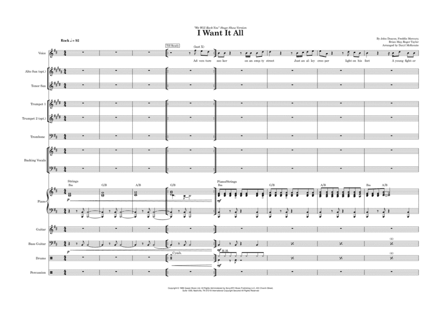 I Want It All (arr. Daryl McKenzie)