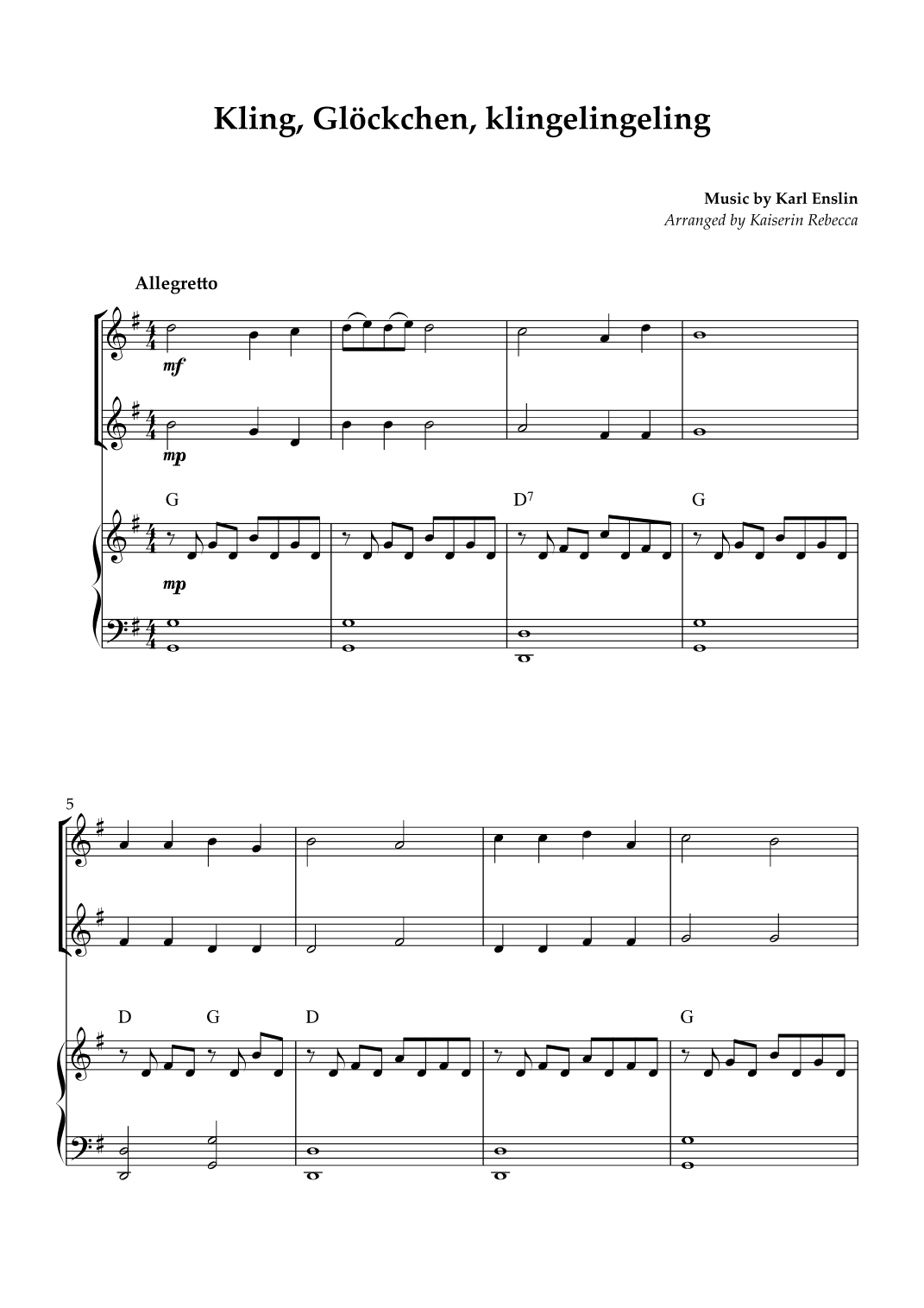 Kling, Glöckchen, klingelingeling (arr. Kaiserin Rebecca)