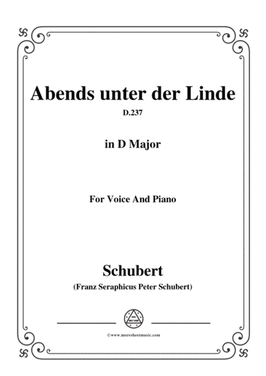 Schubert-Abends unter der Linde,D.237,in D Major,for Voice&Piano (arr. MSM)