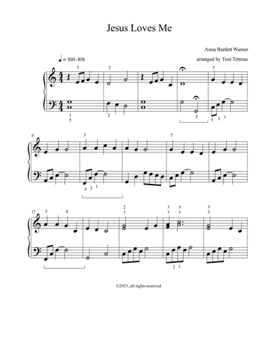 Jesus Loves Me (arr. arranged by Toni Tetreau)