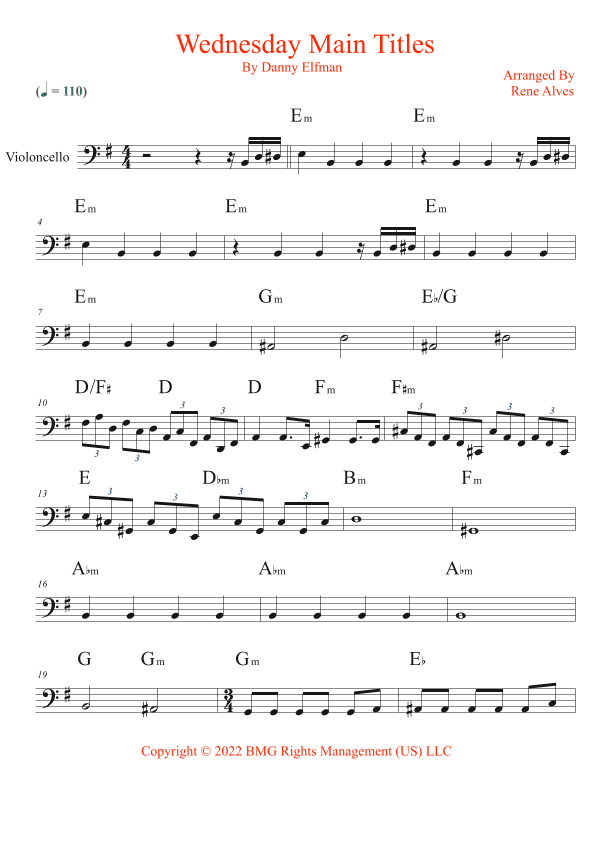 Wednesday Main Titles (arr. Rene Alves)