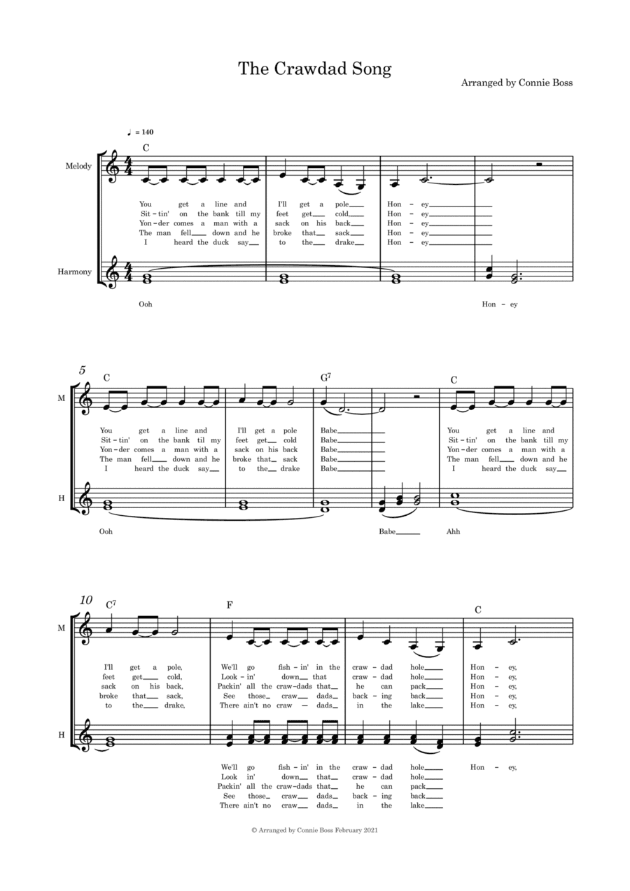 The Crawdad Song - trio a cappella (arr. Connie Boss)